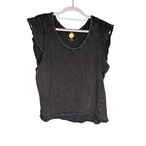 Daily Practice Anthropologie acid wash black blouse